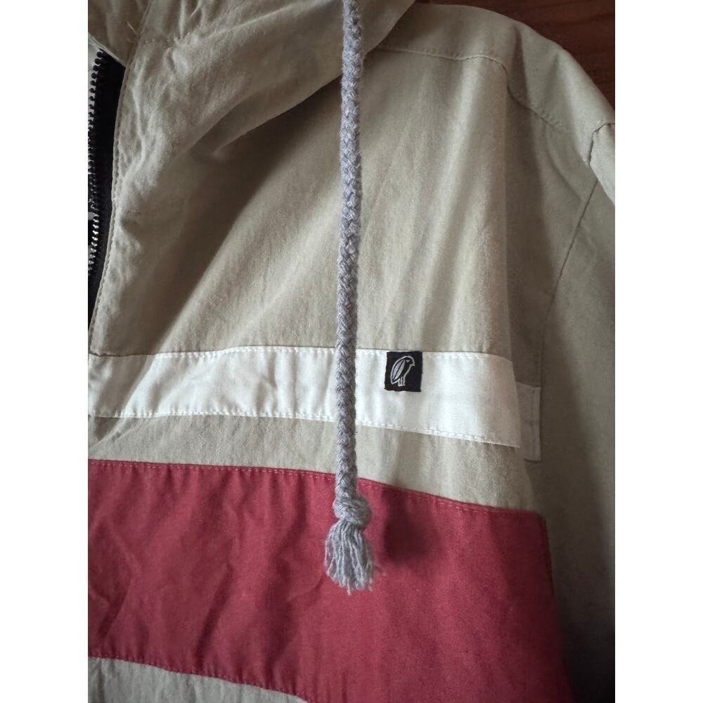 Bird's Surf Shed Windbreaker Large Tan Colorblock Hooded Jacket Surf Retro - Picture 10 of 11